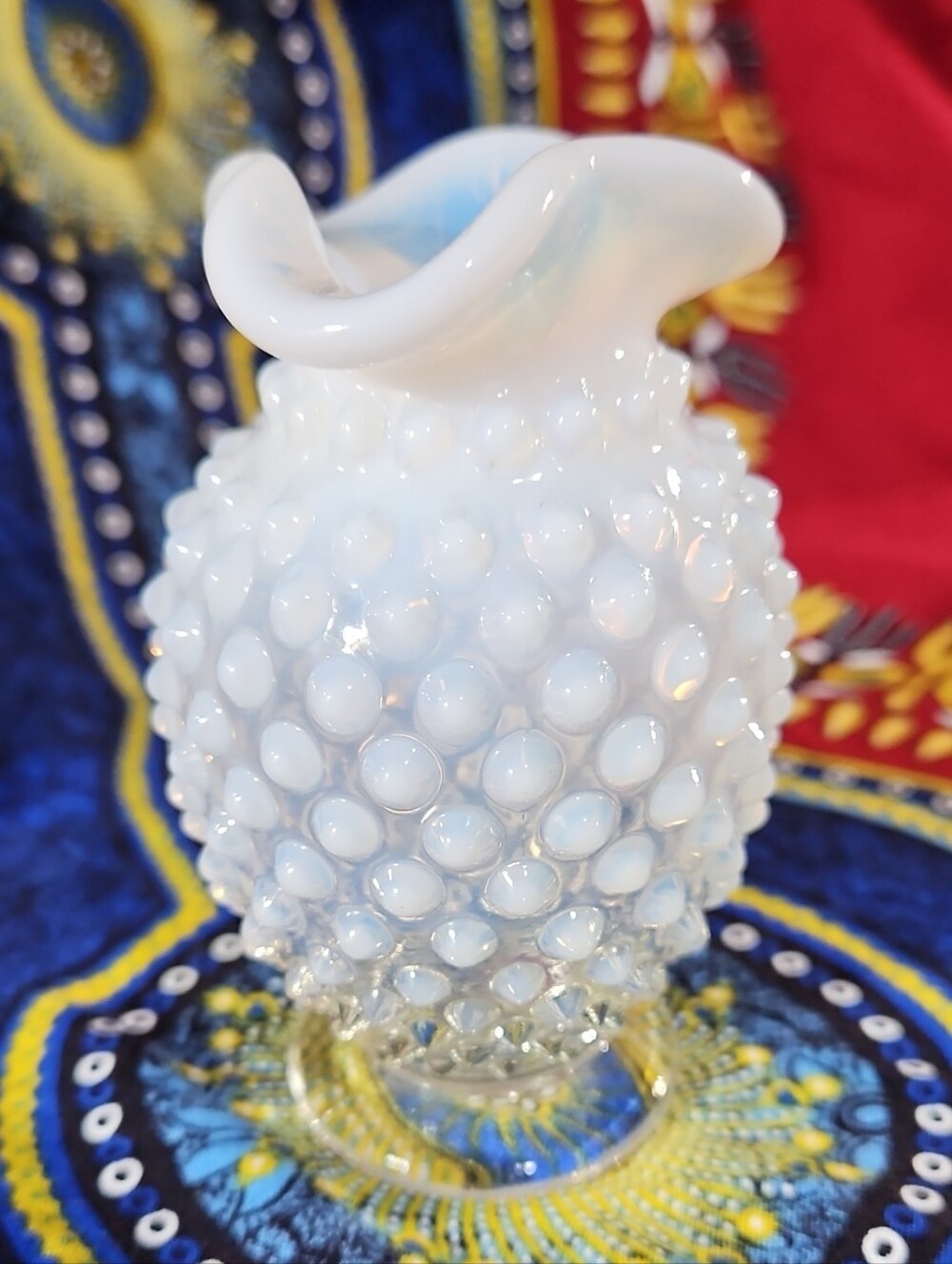 Gorgeous Fenton French Opalescent/Moonstone Hobnail Miniature Bud Vase